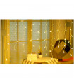 Tradineur - Tira de 120 luces navideñas LEDs - Tipo cortina - Apto para interiores - Función de luz fija e intermitente - Color Luz Cálida