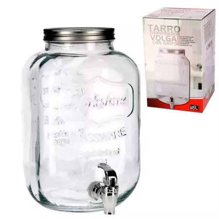 Tarro Dispensador de Vidrio 5L con Grifo y Tapa Metálica Tarro Dispensador de Vidrio 5L con Grifo y Tapa Metálica
