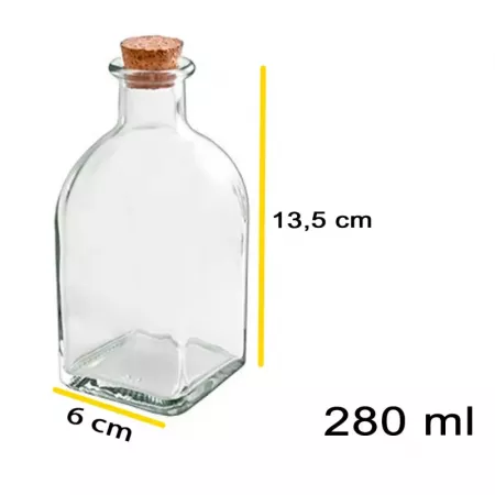 Botella de vidrio 280 ml con tapón de corcho ideal regalo Botella de vidrio 280 ml con tapón de corcho ideal regalo