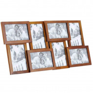 Multimarco para 8 fotos de madera de caoba 29 x 57 x 5 cm, portafotos múltiple de pared, marco para fotos de distintos tamaños, decoración del hogar, regalo original