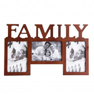 Multimarco family de madera de caoba para 3 fotografías 39 x 24 x 2 cm, portafotos múltiple de pared, marco para fotos de 15 x 10 cm, decoración del hogar, regalo original