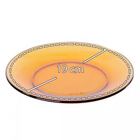 Plato de Postre Ámbar 19 cm, Vidrio Resistente y Ligero Plato de Postre Ámbar 19 cm, Vidrio Resistente y Ligero