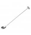 Tradineur - Cuchara mezcladora para cócteles de 30 x 3 x 3 cm con estilo moderno. Mezclador para combinados con forma rizada cara caída de líquidos, de acero inox. Utensilio para bar o casa.