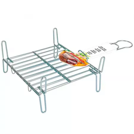 Parrilla Doble Acero 25x25 cm con Mango para Camping y Jardín Parrilla Doble Acero 25x25 cm con Mango para Camping y Jardín