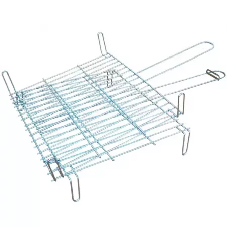 Parrilla Doble Acero 25x25 cm con Mango para Camping y Jardín Parrilla Doble Acero 25x25 cm con Mango para Camping y Jardín
