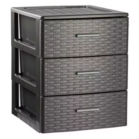 Cajonera Rin Rattan 3 Cajones Gris, Resistente y Compacta Cajonera Rin Rattan 3 Cajones Gris, Resistente y Compacta