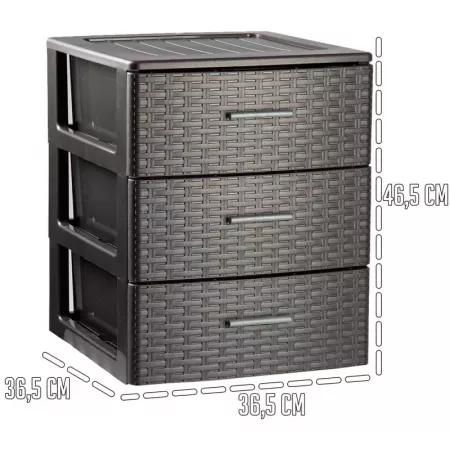 Cajonera Rin Rattan 3 Cajones Gris, Resistente y Compacta Cajonera Rin Rattan 3 Cajones Gris, Resistente y Compacta