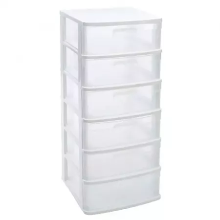 Cajonera Sena 6 Cajones Blanca Transparente, Gran Capacidad Cajonera Sena 6 Cajones Blanca Transparente, Gran Capacidad