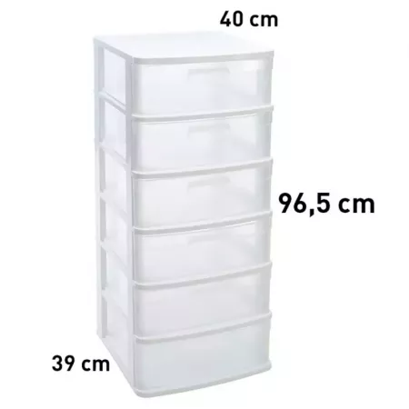 Cajonera Sena 6 Cajones Blanca Transparente, Gran Capacidad Cajonera Sena 6 Cajones Blanca Transparente, Gran Capacidad