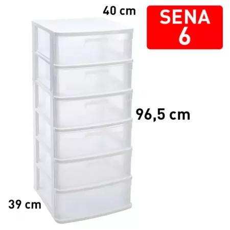 Cajonera Sena 6 Cajones Blanca Transparente, Gran Capacidad Cajonera Sena 6 Cajones Blanca Transparente, Gran Capacidad