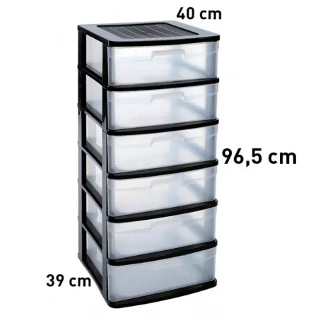Cajonera Sena 6 Cajones Plástico Transparente Gran Capacidad Cajonera Sena 6 Cajones Plástico Transparente Gran Capacidad