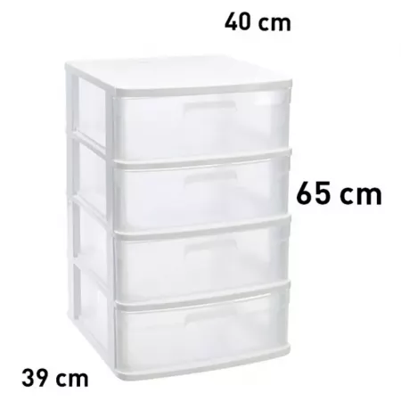Cajonera 4 Cajones Sena Blanca Transparente, Resistente y Práctica Cajonera 4 Cajones Sena Blanca Transparente, Resistente y Práctica