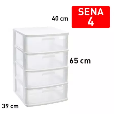 Cajonera 4 Cajones Sena Blanca Transparente, Resistente y Práctica Cajonera 4 Cajones Sena Blanca Transparente, Resistente y Práctica