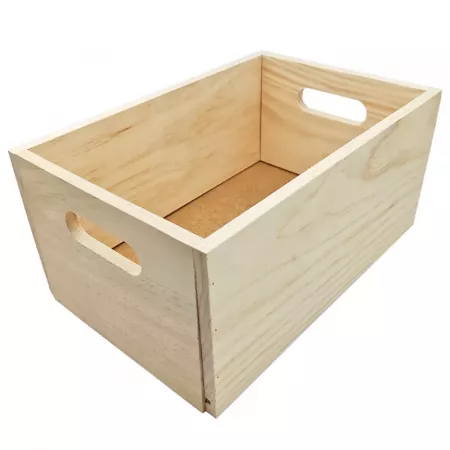 Caja de madera natural apilable 14x30x20 cm, resistente