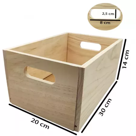 Caja de madera natural apilable 14x30x20 cm, resistente