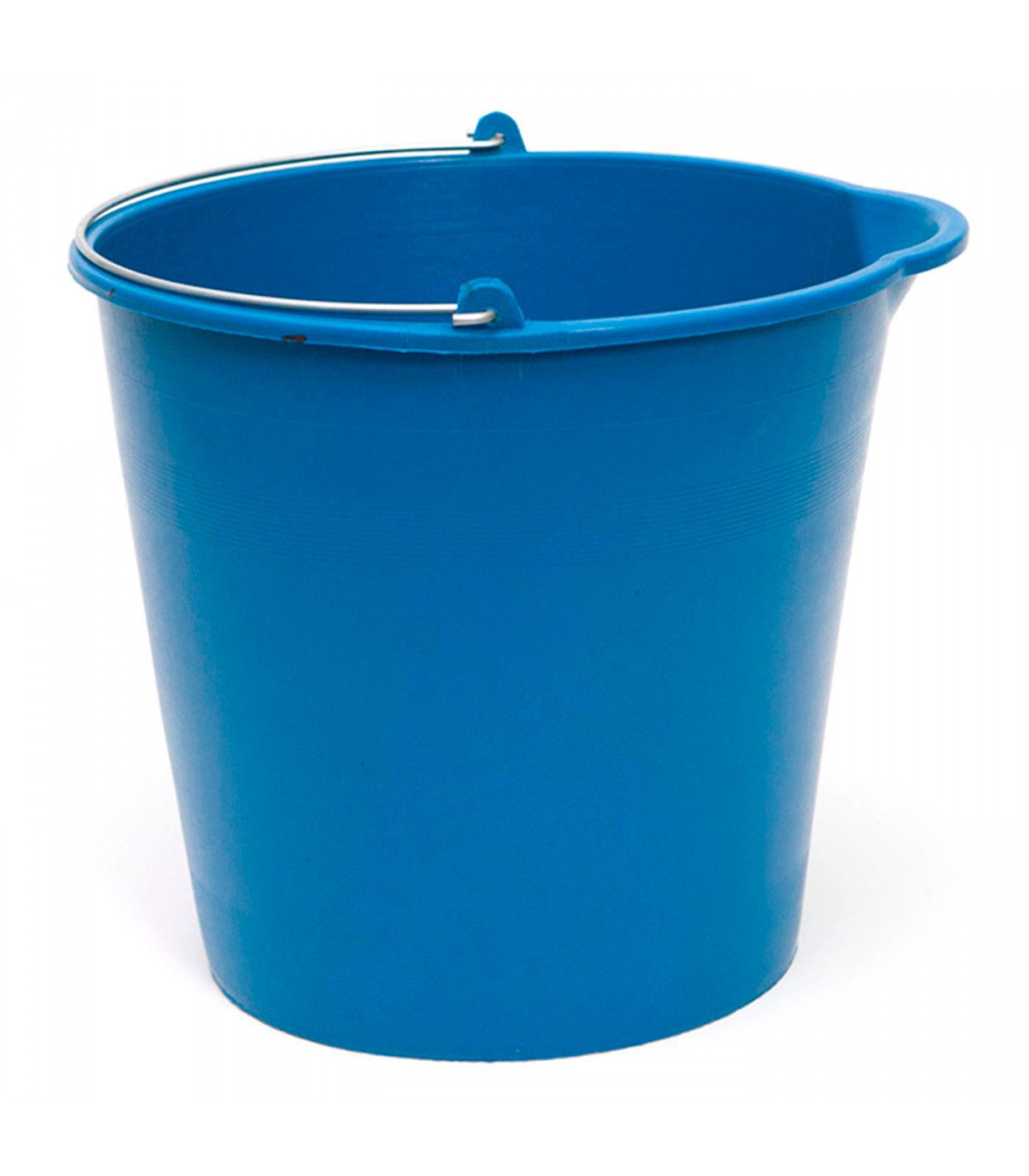 Cubo de plástico reciclado engomado azul 13 litros con pico vertedor y asa  metálica 25,5 x 29 cm, cubo redondo multiuso, limpiez