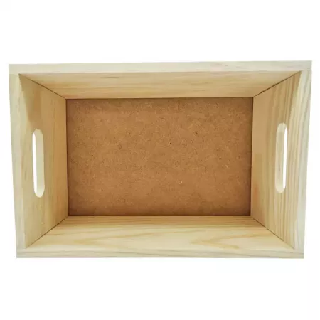 Caja de madera natural apilable 14x30x20 cm, resistente