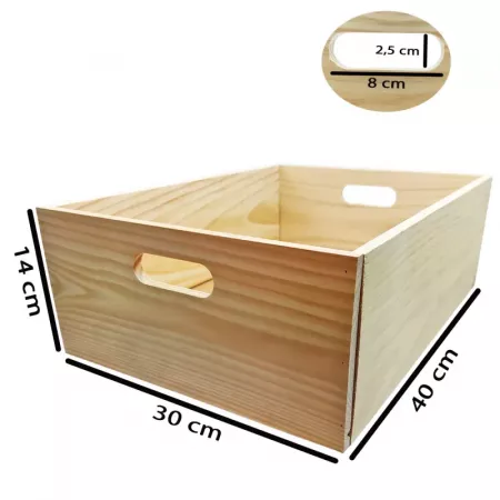 Caja de Madera Natural Apilable, Ligera y Resistente 14x40x30 cm Caja de Madera Natural Apilable, Ligera y Resistente 14x40x30 cm