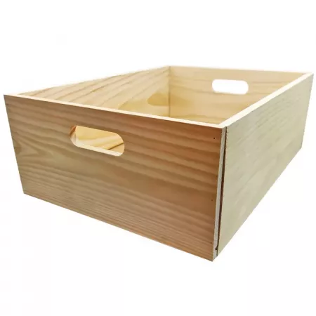 Caja de Madera Natural Apilable, Ligera y Resistente 14x40x30 cm Caja de Madera Natural Apilable, Ligera y Resistente 14x40x30 cm