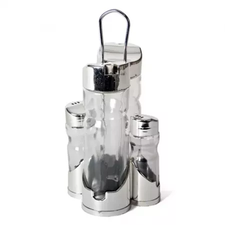 Set Aceitera Vinagrera y Salero Pimentero con Soporte Negro Set Aceitera Vinagrera y Salero Pimentero con Soporte Negro