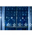 Tradineur - Cortina de luz LED con estrellas, guirnalda luminosa para interior, 9W, incluye mando regulador, Navidad, ventana, pared, escaparate, bodas, fiestas (138 luces, luz blanca)