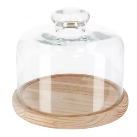 Quesera de cristal y madera 20 cm - Elegancia para tus quesos Quesera de cristal y madera 20 cm - Elegancia para tus quesos
