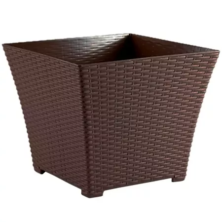 Maceta Cuadrada Rattan Plástico 30,5cm Marrón Wengué Maceta Cuadrada Rattan Plástico 30,5cm Marrón Wengué