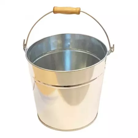 Cubo Zincado 3L con Asa de Madera para Jardinería y Macetas Cubo Zincado 3L con Asa de Madera para Jardinería y Macetas