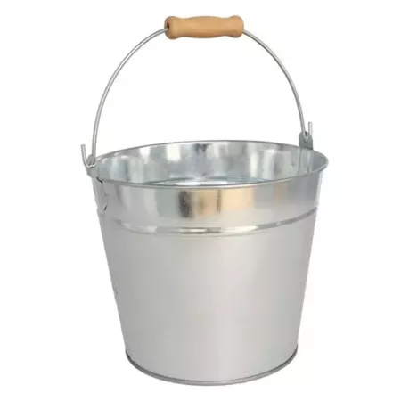 Cubo Zincado 3L con Asa de Madera para Jardinería y Macetas Cubo Zincado 3L con Asa de Madera para Jardinería y Macetas