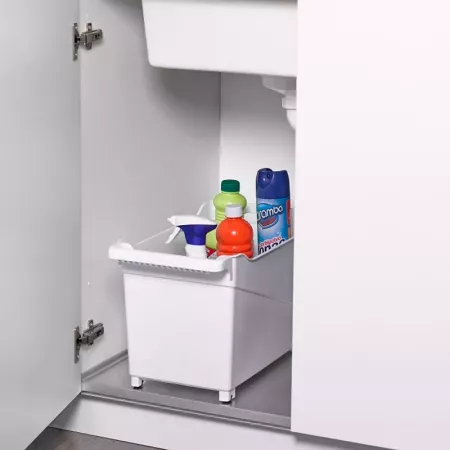 Carrito Multiusos con Ruedas y Asa, Plástico Resistente Blanco Carrito Multiusos con Ruedas y Asa, Plástico Resistente Blanco