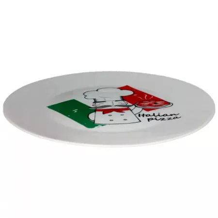 Plato Pizza 33 cm Vidrio Opal Blanco Corazón Italiano Plato Pizza 33 cm Vidrio Opal Blanco Corazón Italiano