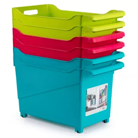 Carrito Multiusos con Ruedas y Asa, Plástico Resistente Color Aleatorio Carrito Multiusos con Ruedas y Asa, Plástico Resistente Color Aleatorio