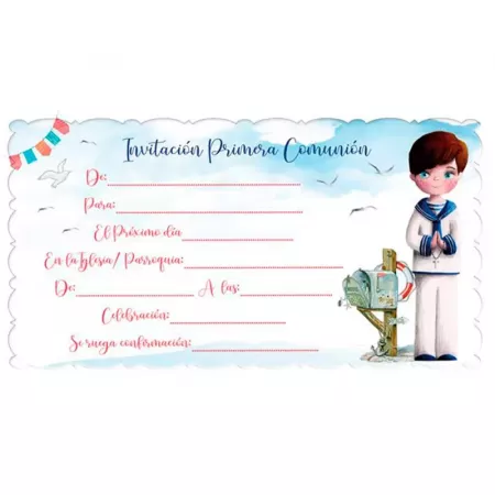 Invitaciones Primera Comunión Niño 10 uds con Sobres Calidad Invitaciones Primera Comunión Niño 10 uds con Sobres Calidad