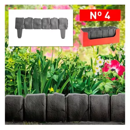 Valla de jardín antracita modular flexible con enganches Valla de jardín antracita modular flexible con enganches