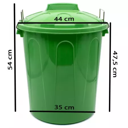 Cubo de Basura Verde 51L con Asas y Cierres Metálicos Cubo de Basura Verde 51L con Asas y Cierres Metálicos