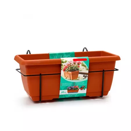 Jardinera Balcón 8L Plástico Resistente Marrón con Soporte Jardinera Balcón 8L Plástico Resistente Marrón con Soporte