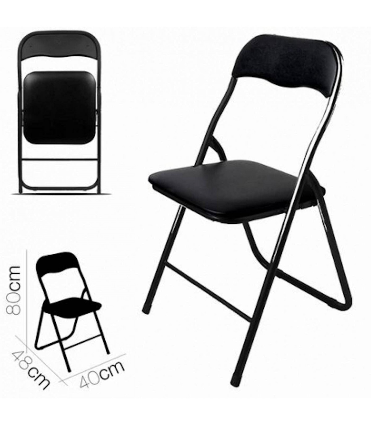 YJHome Sillas plegables con asientos acolchados, juego de 2 sillas  plegables de metal negro, silla plegable portátil, cómoda silla plegable  para mesa