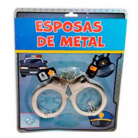 Esposas de juguete metal plateado 9 cm con 2 llaves - Halloween Esposas de juguete metal plateado 9 cm con 2 llaves - Halloween