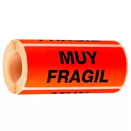 Rollo 200 Etiquetas "Muy Frágil" Naranja 100x40 mm Alta Adherencia Rollo 200 Etiquetas "Muy Frágil" Naranja 100x40 mm Alta Adherencia