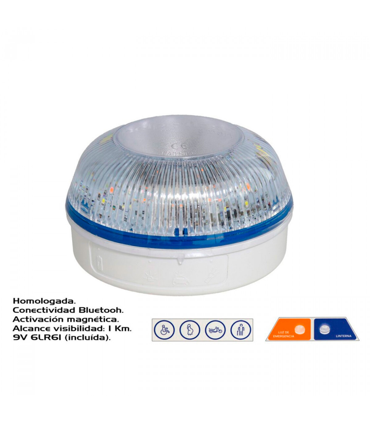 HELP FLASH luz de emergencia baliza v16 AUTÓNOMA de señalización de  emergencias con linterna homologada por DGT