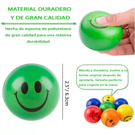 Pelota Antiestrés Sonriente 6,3 cm, Colores Vivos, 1 Unidad Pelota Antiestrés Sonriente 6,3 cm, Colores Vivos, 1 Unidad