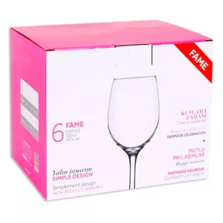 Pack 6 Copas de Vino Fame 300 ml Cristal Elegante y Duradero Pack 6 Copas de Vino Fame 300 ml Cristal Elegante y Duradero