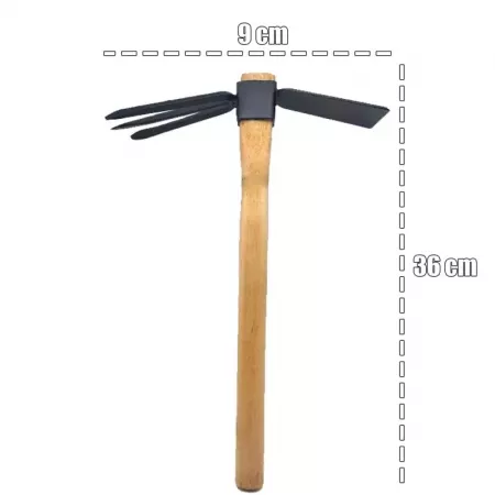 Azada 3 Picos Ergonomica con Mango de Madera, Acero Resistente Azada 3 Picos Ergonomica con Mango de Madera, Acero Resistente