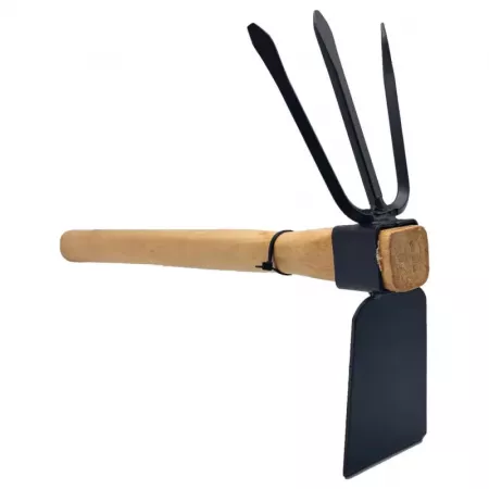 Azada 3 Picos Ergonomica con Mango de Madera, Acero Resistente Azada 3 Picos Ergonomica con Mango de Madera, Acero Resistente