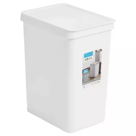 Cubo de basura blanco 28L resistente y ligero con tapa Cubo de basura blanco 28L resistente y ligero con tapa