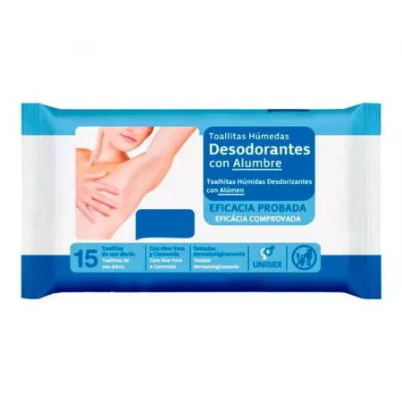 Toallitas Húmedas Desodorantes 24h Aloe y Camomila 15 uds Toallitas Húmedas Desodorantes 24h Aloe y Camomila 15 uds
