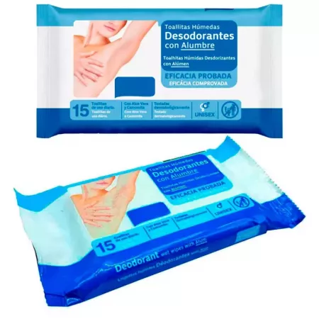 Toallitas Húmedas Desodorantes 24h Aloe y Camomila 15 uds Toallitas Húmedas Desodorantes 24h Aloe y Camomila 15 uds