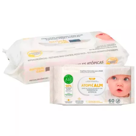 Toallitas Húmedas Bebé Aloe y Camomila, 60 uds, Sin Alcohol Toallitas Húmedas Bebé Aloe y Camomila, 60 uds, Sin Alcohol