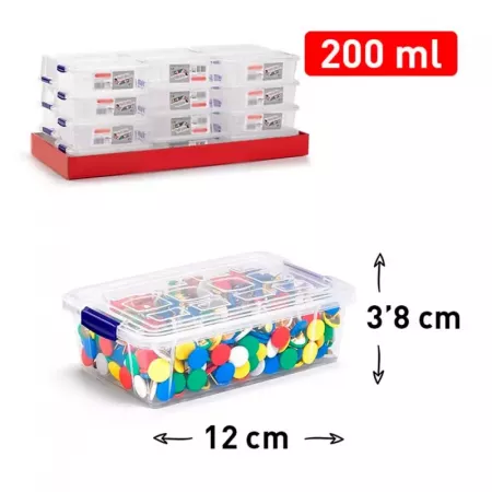 Caja Organizadora Hermética 200ml Transparente y Segura Caja Organizadora Hermética 200ml Transparente y Segura