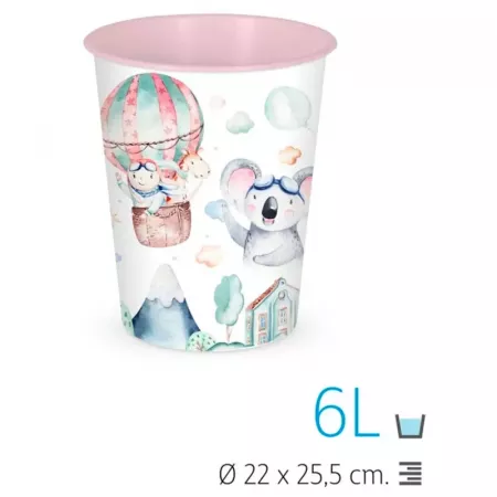Papelera Infantil 6L Volar con Diseño de Globos, Resistente y Ligera Papelera Infantil 6L Volar con Diseño de Globos, Resistente y Ligera